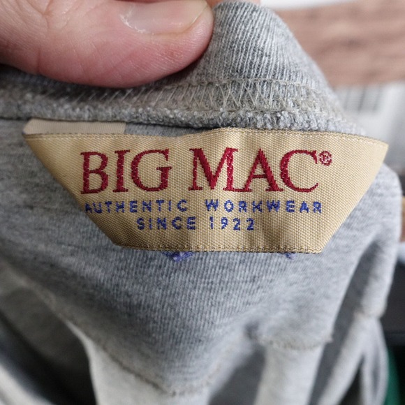 VINTAGE BIG MAC LONG SLEEVE GREY HENLEY T-SHIRT SIZE XL - Picture 7 of 8